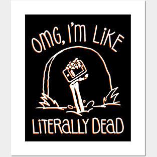 Halloween OMG Literally Dead Skeleton (Orange) Posters and Art